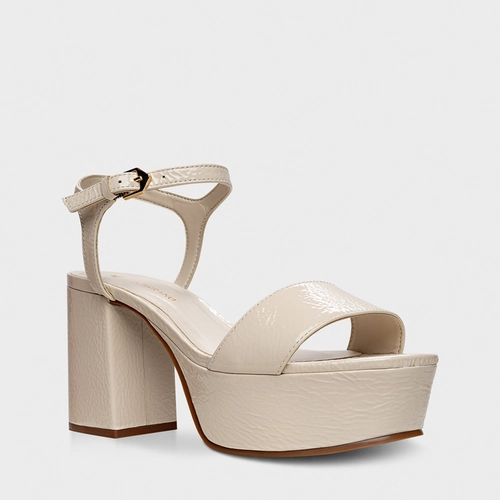 Sandália Plataforma Classic Couro Verniz Off White Vanilla