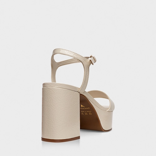 Sandália Plataforma Classic Couro Verniz Off White Vanilla