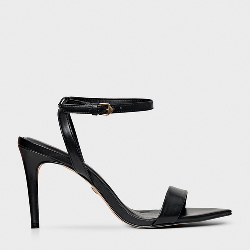 Sandália Minimal Salto Fino Couro Preto