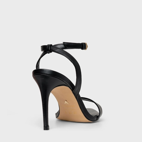 Sandália Minimal Salto Fino Couro Preto