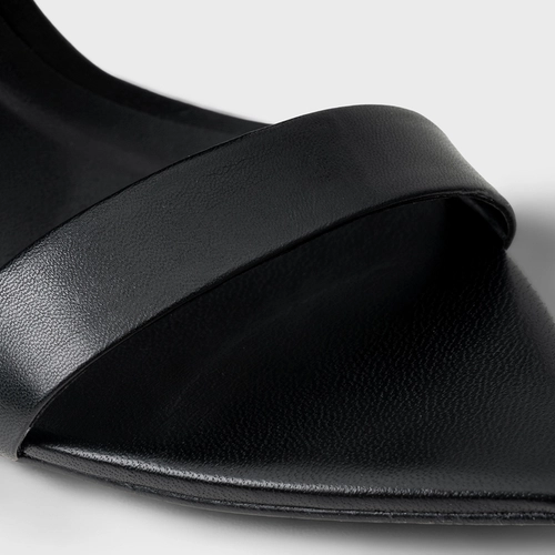 Sandália Minimal Salto Fino Couro Preto