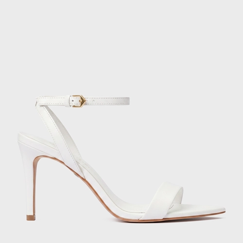 Sandália Minimal Salto Fino Couro Branco Blanc