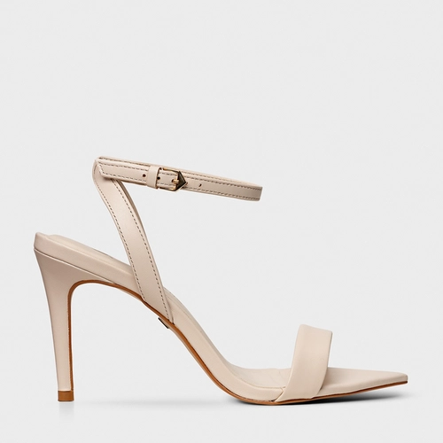 Sandália Minimal Salto Fino Couro Off White Vanilla