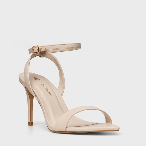 Sandália Minimal Salto Fino Couro Off White Vanilla
