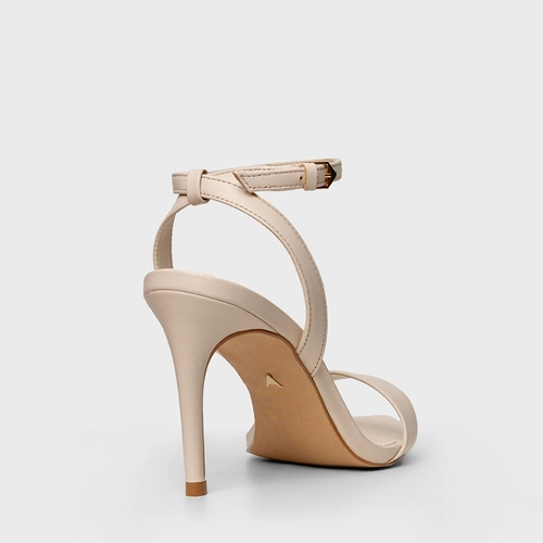 Sandália Minimal Salto Fino Couro Off White Vanilla