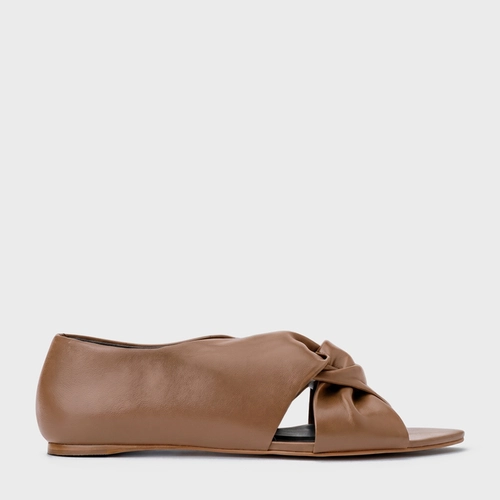 Sapatilha Bold Twist Couro Marrom Gingerbread