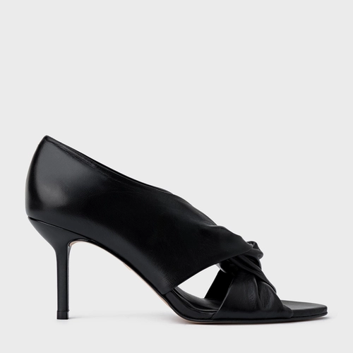 Scarpin Bold Twist Salto Fino Couro Preto