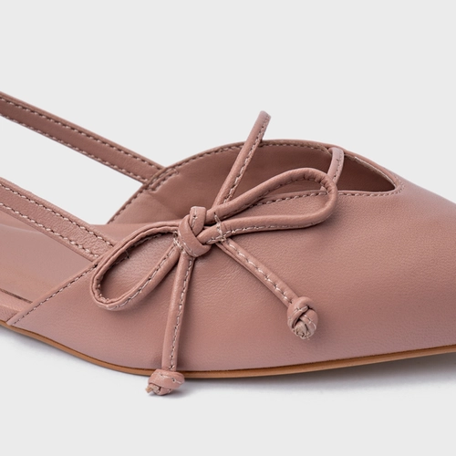 Sapatilha Slingback Delicate Couro Rosa Ballet