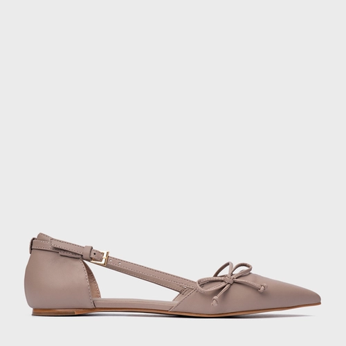 Sapatilha Slingback Delicate Couro Bege Beaver