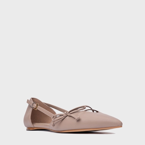 Sapatilha Slingback Delicate Couro Bege Beaver