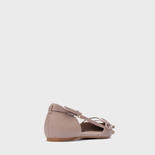Sapatilha Slingback Delicate Couro Bege Beaver