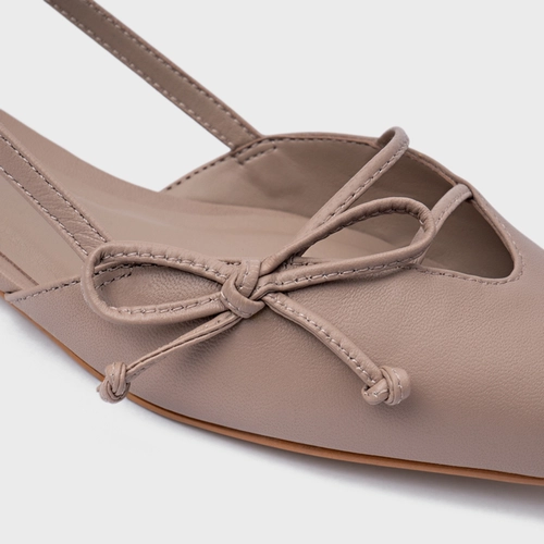 Sapatilha Slingback Delicate Couro Bege Beaver