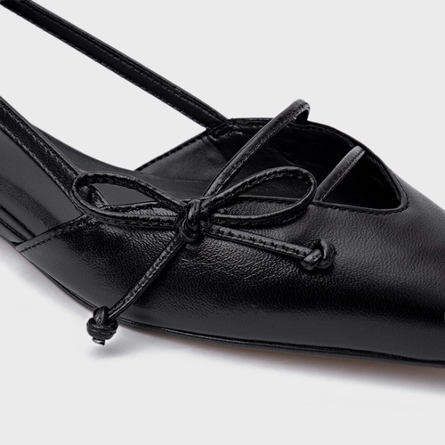 Sapatilha Slingback Delicate Couro Preto