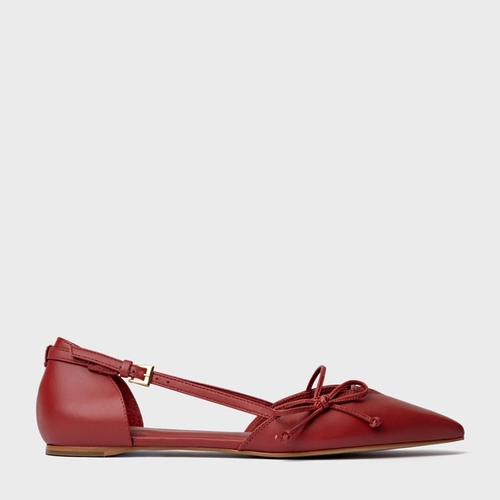 Sapatilha Slingback Delicate Couro Vermelho Spice