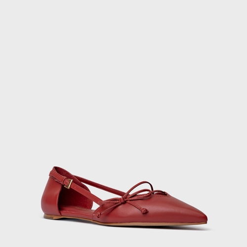 Sapatilha Slingback Delicate Couro Vermelho Spice