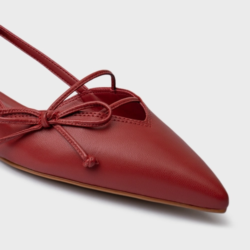 Sapatilha Slingback Delicate Couro Vermelho Spice