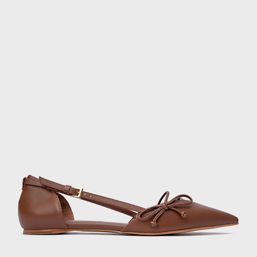Sapatilha Slingback Delicate Couro Marrom Walnut