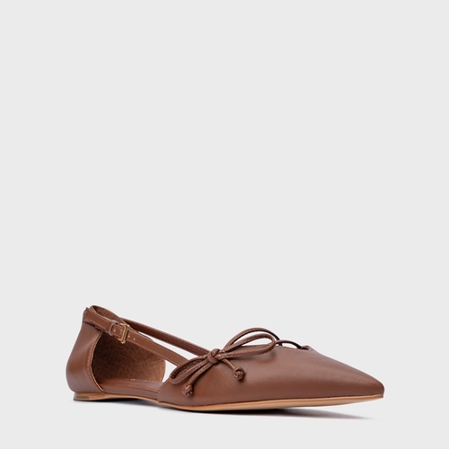 Sapatilha Slingback Delicate Couro Marrom Walnut