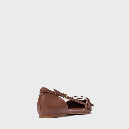 Sapatilha Slingback Delicate Couro Marrom Walnut