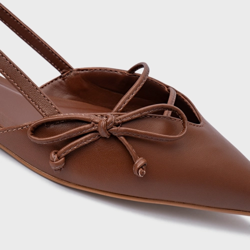 Sapatilha Slingback Delicate Couro Marrom Walnut