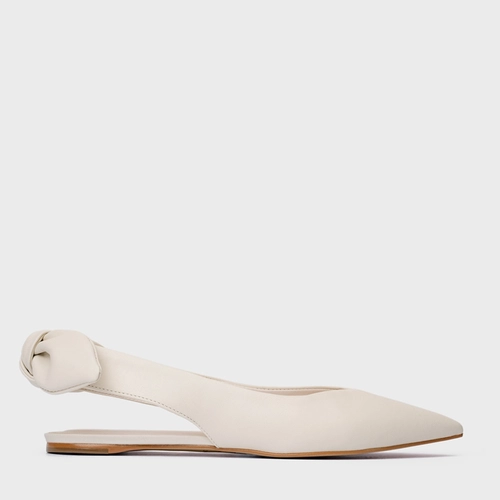 Sapatilha Slingback Couro Off White Vanilla