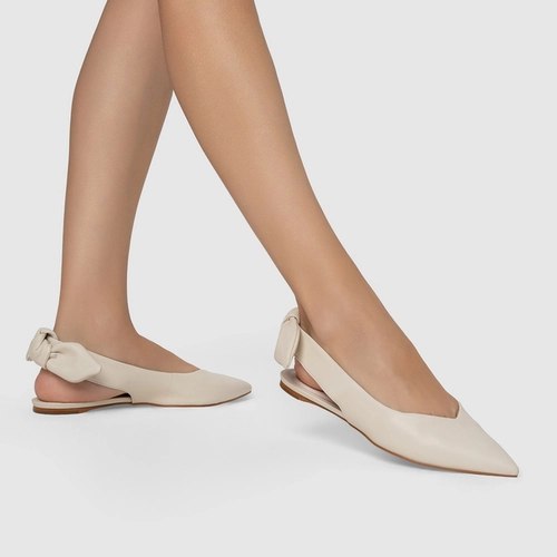 Sapatilha Slingback Couro Off White Vanilla
