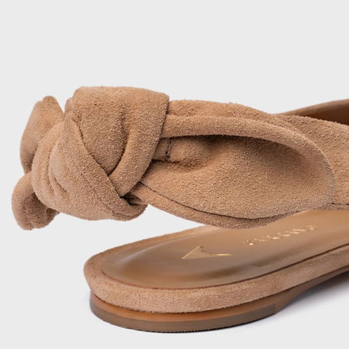 Sapatilha Slingback Couro Suede Marrom Cookie