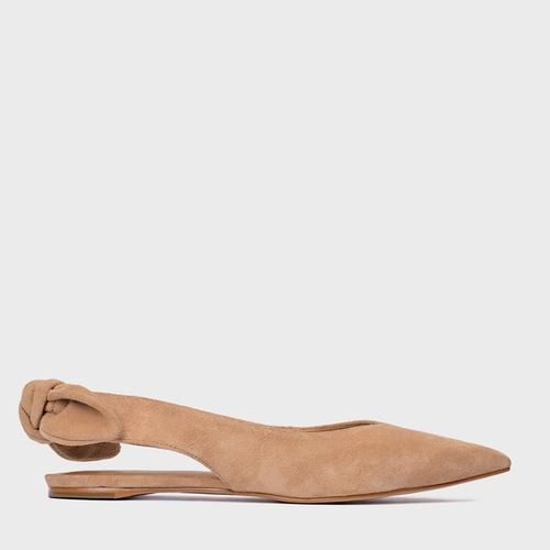 Sapatilha Slingback Couro Suede Marrom Cookie