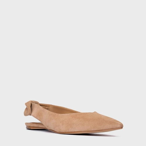 Sapatilha Slingback Couro Suede Marrom Cookie
