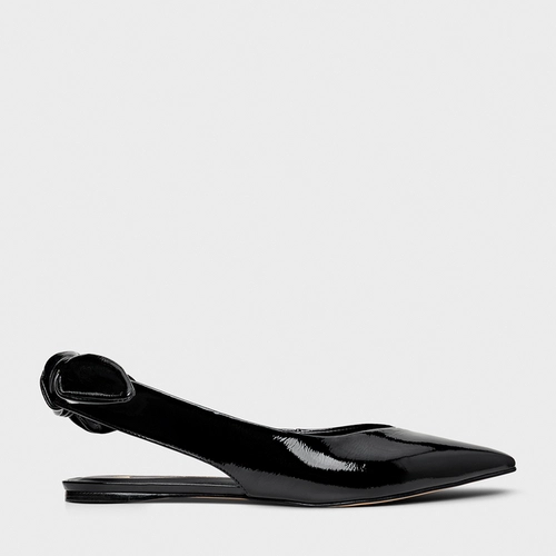 Sapatilha Slingback Couro Verniz Preto