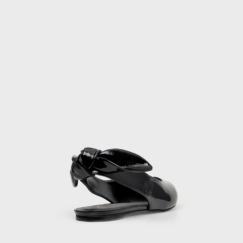 Sapatilha Slingback Couro Verniz Preto