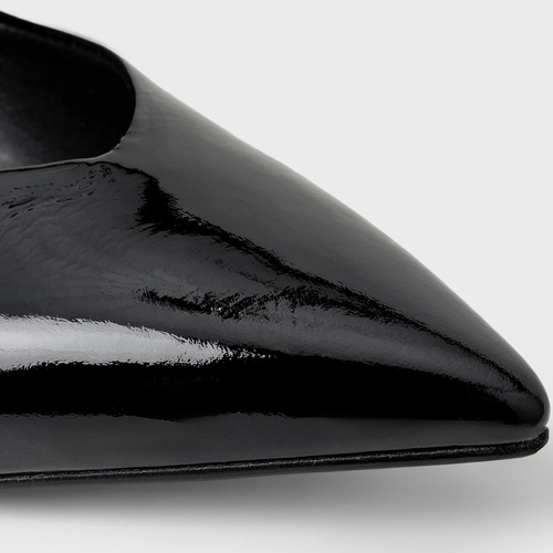 Sapatilha Slingback Couro Verniz Preto
