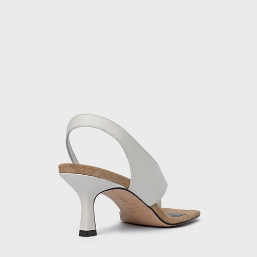 Sandália Cross Salto Fino Couro Off White Vanilla