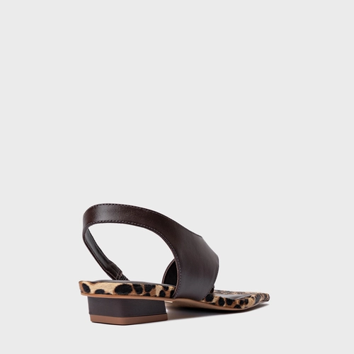 Sandália Cross Salto Baixo Couro Animal Print Ganache