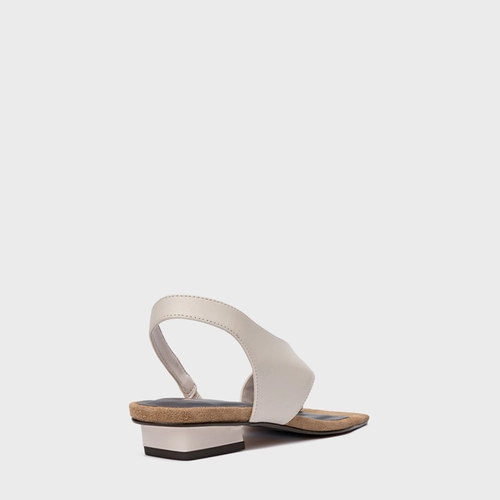 Sandália Cross Salto Baixo Couro Off White Vanilla