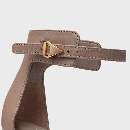 Sandália Minimalist Salto Fino Couro Bege Beaver