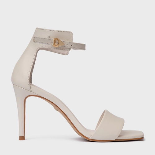 Sandália Minimalist Salto Fino Couro Off White Vanilla