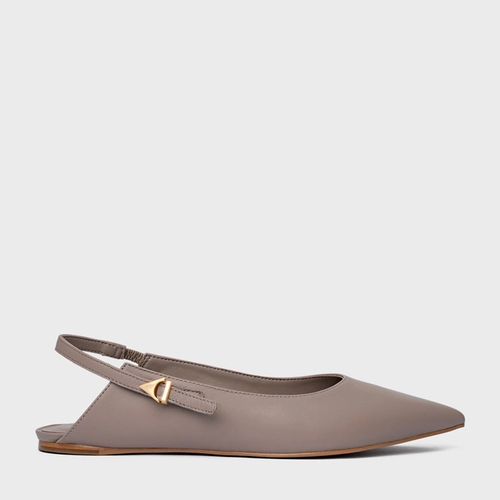 Sapatilha Slingback Minimalist Couro Bege Beaver