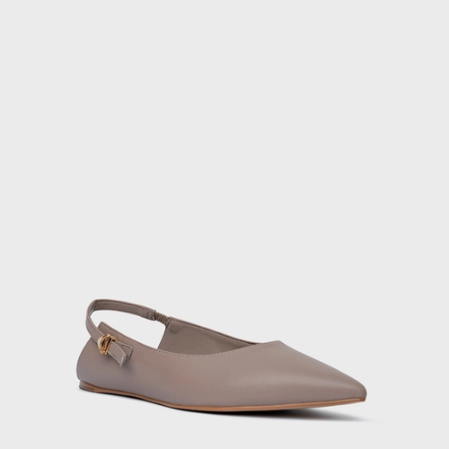 Sapatilha Slingback Minimalist Couro Bege Beaver