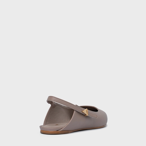 Sapatilha Slingback Minimalist Couro Bege Beaver