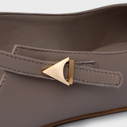 Sapatilha Slingback Minimalist Couro Bege Beaver
