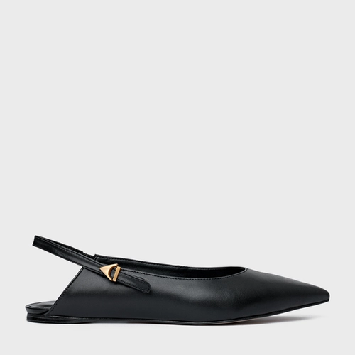 Sapatilha Slingback Minimalist Couro Preto