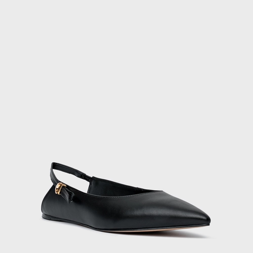Sapatilha Slingback Minimalist Couro Preto