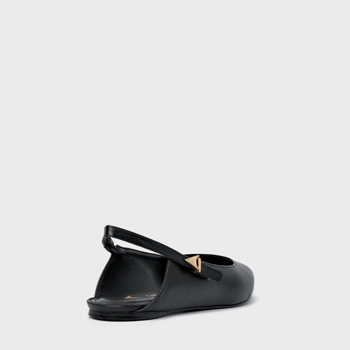 Sapatilha Slingback Minimalist Couro Preto