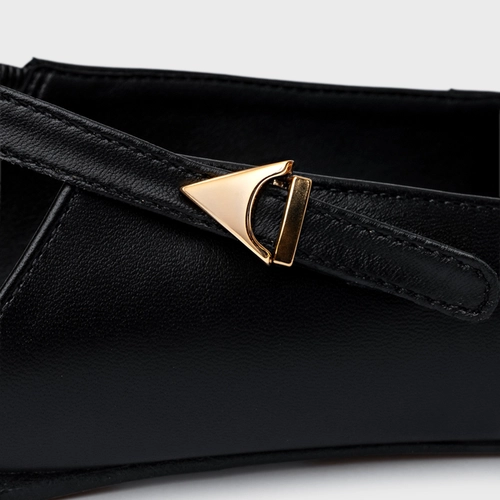 Sapatilha Slingback Minimalist Couro Preto