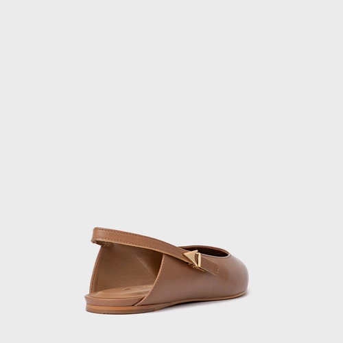 Sapatilha Slingback Minimalist Couro Marrom Gingerbread