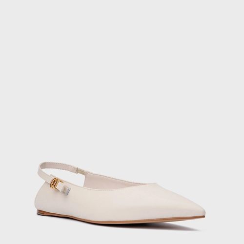 Sapatilha Slingback Minimalist Couro Off White Vanilla