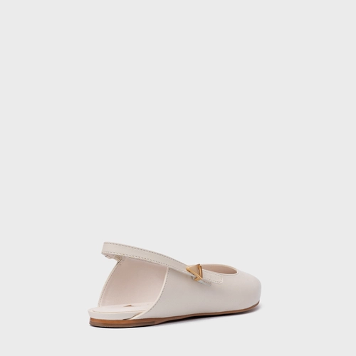 Sapatilha Slingback Minimalist Couro Off White Vanilla