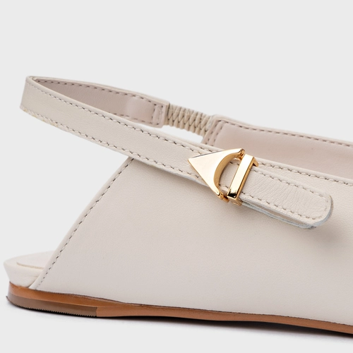 Sapatilha Slingback Minimalist Couro Off White Vanilla