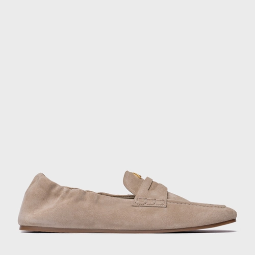 Loafer Ripple Icon Couro Suede Bege Oatmeal